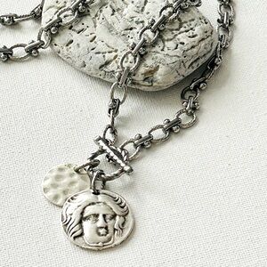 Coin silver necklace, Silver Medallion Necklace, Coin Necklace